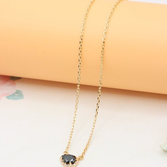 Elegant Rose Gold Necklace with Black Stone Pendant, XPNL0405 - Picture 6 of 12